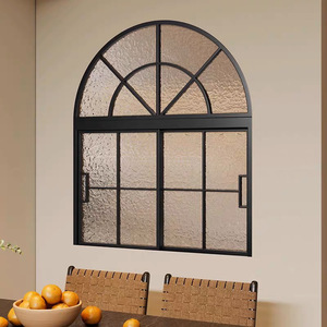 Portes patio battantes de style français pour cafés et restaurants ; Fenêtres à battants en alliage d'aluminium cintrées et courbées, style vintage, insonorisées - Product Image 2