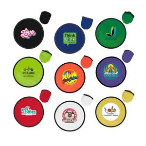 Custom Logo Full Color Foldable Flyer Folding Handheld Fan Nylon Round Fold-Up Flying Disc with Case - Product Image 1