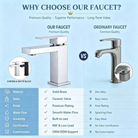 Robinet de lavabo en acier inoxydable finition chromée, cartouche céramique contemporaine pour lavabo de salle de bain, échantillon test à faible MOQ, fourni directement par l'usine