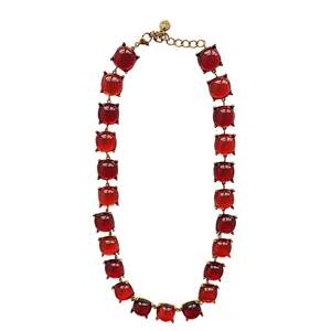 Stainless Steel Red Stone <b>Necklace</b> PVD Gold Plated Sustainable Resistant Fashion Jewelry - Product Image 1