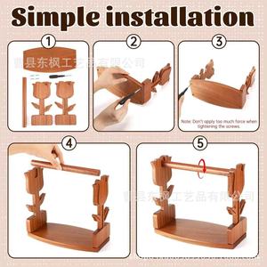Wooden Spool Holder Flower Shape Solid Wood <b>Desktop</b> Knitting Yarn Rack Craft Tool <b>Shelf</b> - Product Image 5
