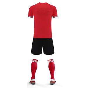Ventes en gros d'usine, ensembles d'uniformes de football personnalisés pour hommes, adultes, été, respirant, séchage rapide, 100% polyester, col rond, manches courtes - Product Image 3