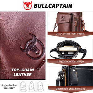 Sac messager décontracté pour homme BULLCAPTAIN, sac à main portable pour affaires, sac à bandoulière en cuir pour homme, sac pour téléphone portable 6,5 pouces - Product Image 4