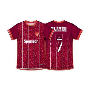 Camisas de Futebol Personalizadas de Alta Qualidade para Homens com Nome e Número Impressos por Transferência Térmica 100% Poliéster Respirável de Secagem Rápida - Product Image 3