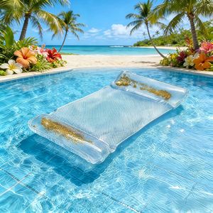 Flotador Inflable Transparente de PVC con Lentejuelas, 130x70cm, Hamaca Flotante para Piscina para Adultos - Product Image 3