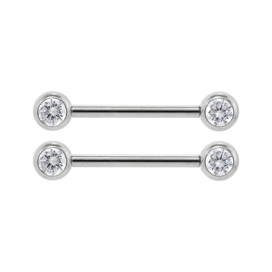 Pack de barres de <span class=keywords><strong>piercing</strong></span> pour tétons sans filetage <span class=keywords><strong>en</strong></span> titane ASTM F136 Superstar personnalisé, plaqué <span class=keywords><strong>or</strong></span>, avec strass blancs, bijoux de <span class=keywords><strong>piercing</strong></span> corporel - Product Image 2
