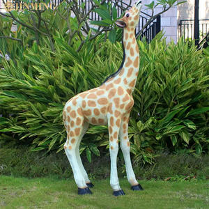 大きな等身大樹脂工芸品キリン像屋外ガーデン装飾シミュレーションアフリカ動物彫刻グラス像 - Product Image 2