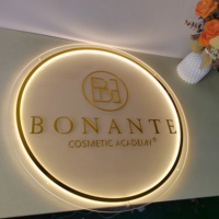 Enseigne ronde personnalisée en acrylique rétroéclairée 3D avec logo pour bureau, salon, magasin et publicité extérieure fixée au mur