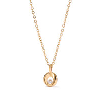 Collier Pendentif Cercle Asymétrique en Zircon Cubique, Acier Inoxydable 316L, Plaqué Or et Argent, Anti-ternissement, Bijoux Minimalistes pour Femme, OEM