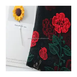 Kualitas tinggi Digital cetak Cina tradisional dan indah bordir tulle kain renda untuk gaun wanita