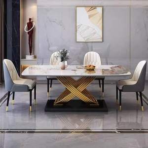 Juego de Mesa de Comedor de Lujo Ligero con Cubierta de Piedra Sinterizada para 6 u 8 Personas, Venta al por Mayor de Fábrica - Product Image 1