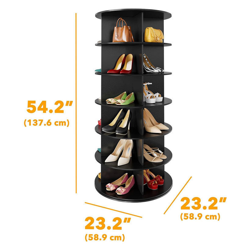 Model a 6-tier rotating shoe rack-black