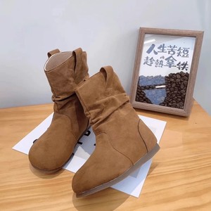<b>Girls</b> <b>Boots</b> Children's Retro Lazy Style Stacked <b>Boots</b> Suede Western Round Toe Size 23-36 <b>Cowboy</b> <b>Boot</b> - Product Image 5