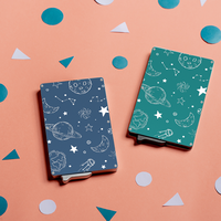 Porte-cartes de crédit en aluminium à motif spatial mignon, 3 compartiments, sans fermeture, blocage RFID, portefeuille minimaliste
