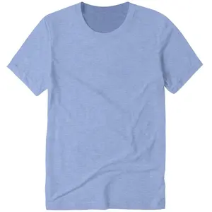 Kaus katun/poliester kualitas tinggi kaus polos leher bulat lengan pendek cetak logo khusus untuk pria