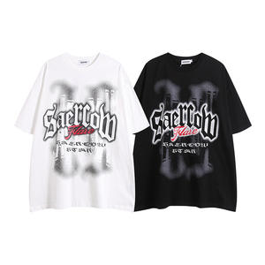 Camiseta de gran tamaño lisa de peso pesado personalizada Vintage lavada de algodón con logotipo de impresión para hombres - Product Image 4