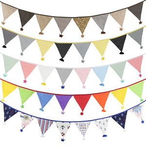 DAMAI nouveau Triangle banderoles bannière 12 pièces coton <span class=keywords><strong>tissu</strong></span> drapeaux <span class=keywords><strong>fanion</strong></span> guirlandes pour fête d'anniversaire mariage bébé douche thé fête - Product Image 1