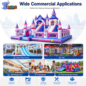 Grand château gonflable combiné avec toboggan pour enfants, idéal pour les parcs d'attractions et <span class=keywords><strong>la</strong></span> location commerciale - Product Image 4