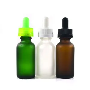 Botol Kaca Tahan Panas untuk Anak, 15Ml 30Ml 60Ml 120Ml Buram Biru Bening Amber Hijau Putih Kosmetik Boston Penitis dengan Topi Berongga Tahan Anak-anak