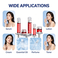 Ensemble de flacons et pots en verre rouge pour emballage cosmétique avec bouchon en cristal, logo personnalisé pour marque et étiquette privée