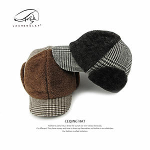 Gorro de invierno de 5 paneles estructurado de lujo, gorra de béisbol con solapa gruesa <span class=keywords><strong>y</strong></span> cálida, gorra de béisbol deportiva estilo camionero, logotipo personalizado, punto impreso - Product Image 4