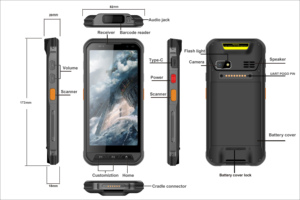 <span class=keywords><strong>IP67</strong></span> android12 Mini gồ ghề không thấm nước điện thoại di động chống sốc ngoài trời gồ ghề PDA - Product Image 6
