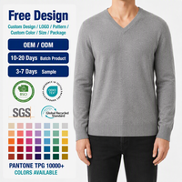 Herren Grauer V-Ausschnitt Strickpullover Langarm Casual Pullover für Winter-Layering Minimalistisches Kleiderschrank-Grundstück