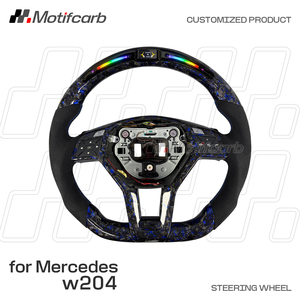 Volant personnalisé en fibre de carbone forgée bleue avec LED pour Mercedes-Benz W204 W212 Classe C Classe E SL C63 E63 GLA CLA AMG 2011-2015 - Product Image 2