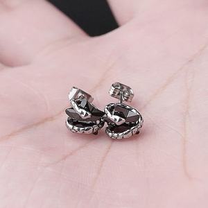 Pendientes de Acero Inoxidable de Moda, con Cristales Negros y Dijes de Serpiente, Accesorios de Joyería para Dropshipping - Product Image 6