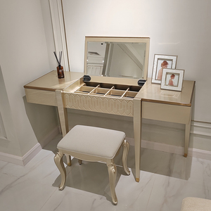 Tavolo da Trucco e Toeletta in Legno Massello <span class=keywords><strong>Stile</strong></span> Americano Yicheng Beauty <span class=keywords><strong>con</strong></span> Specchio, Lussuoso Mobile da Toeletta in Vendita - Product Image 5