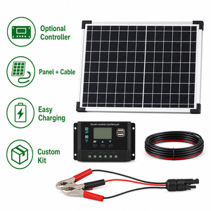 Kit de panneaux solaires monocristallins 50W <span class=keywords><strong>12V</strong></span> en gros, panneaux solaires de petite taille 10W 30W 50W 80W 100W avec câble personnalisé et contrôleur en option - Product Image 4