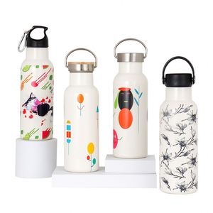 500ml Air Printing Cycling Sports Wide Mouth Double Wall Stainless Steel Vacuum <b>Flasks</b> Water <b>Bottle</b> - Product Image 1