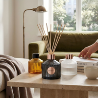 Bouteille diffuseur à roseaux en verre fumé ambré, 120 ml, flacon vide esthétique pour huiles parfumées, pour la décoration d'aromathérapie à domicile