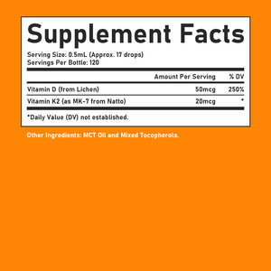 Custom Label Vitamin D3 K2 Liquid Drops Helps Support Muscle Function and Maintain Bone Health Multivitamin <b>Supplement</b> - Product Image 6