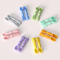 Nouveaux produits d'alimentation pour bébés, vaisselle pour enfants, cuillère en silicone souple de qualité alimentaire sans BPA, ensemble de cuillères pour bébés