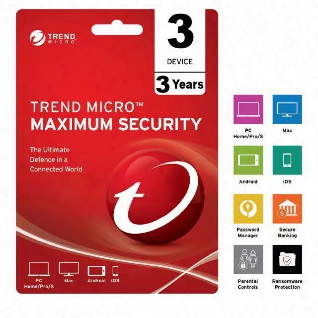 Trend Micro massima sicurezza 3 anni 3 dispositivi antivirus software di sicurezza internet si attivano