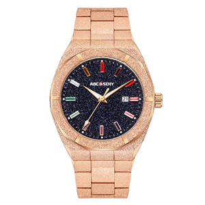 Đồng hồ kim cương long lanh cho nam giới, Đồng hồ nam nhiều màu sang trọng với màn hình hiển thị ngày, đồng hồ trang sức dây đeo kim loại thanh lịch - Product Image 3