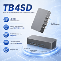Carte de capture vidéo SDI quadri-canal TBT3/Station d'accueil USB4 4K*60Hz avec sortie en boucle DP 1080P60 4CH UVC Plug&Play pour Win/Mac/Linux