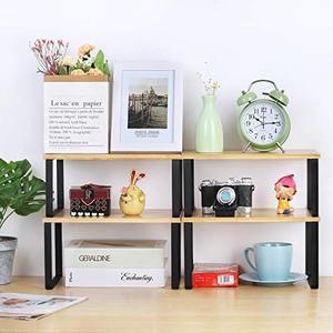 Ensemble de 4 étagères de rangement pour armoire <span class=keywords><strong>en</strong></span> bois naturel, écologiques et de qualité alimentaire, <span class=keywords><strong>en</strong></span> bambou naturel pour comptoir de cuisine - Product Image 2