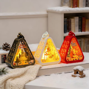 Linterna <span class=keywords><strong>de</strong></span> Nieve con Forma <span class=keywords><strong>de</strong></span> Santa Claus, PVC Ecológico, Luz Nocturna Navideña Retro, Regalos Decorativos, AG10, Decoraciones Navideñas - Product Image 2