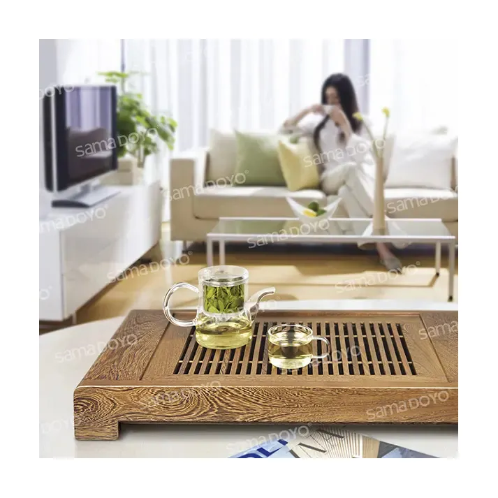 2024 New Wooden Gongfu Tea Board Tray Household Living Room Tea Tray Set Coffee Bamboo Tea Tray For Table