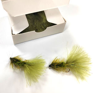 Pesca con mosca moscas húmedas Wooly Bugger Olive #10 Hook Nivel comercial Moscas de pesca hechas a mano con materiales de atado profesional - Product Image 6
