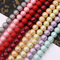 HX Stock de perles en vrac 8mm perle de coton froissée perle de verre bricolage perles faites à la main