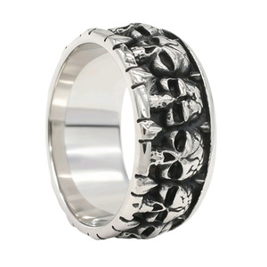 Men's Titanium Steel <b>Skull</b> <b>Ring</b> Geometric Skeleton Design Punk Style Fashion Jewelry Gift Silver Gold Black - Product Image 4