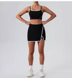 Quần Áo thể thao phòng tập thể dục tập thể dục 2pcs cao eo Golf skorts váy với quần short quần vợt mặc của phụ nữ quần vợt Váy hai mảnh Bộ - Product Image 2