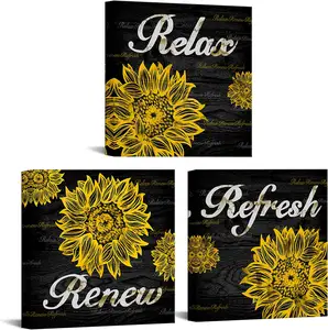 Wholesale Vintage Sunflower oil painting canvas wall art home decor for living room ready to hang