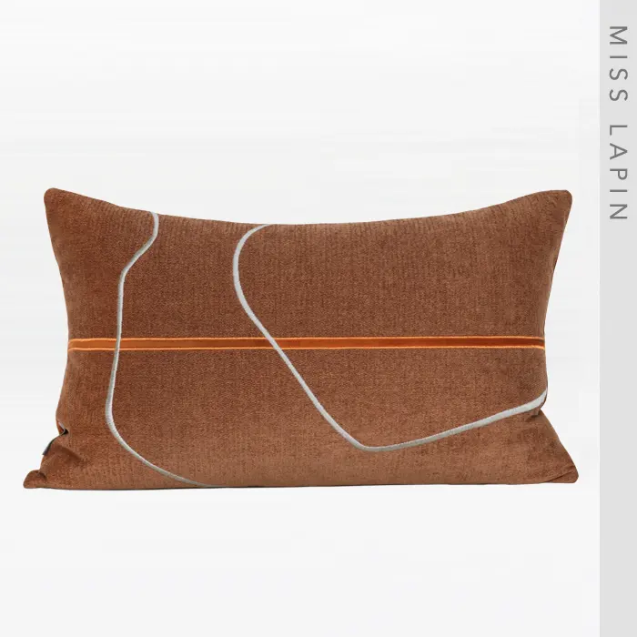 MISSLAPIN装飾枕投げ枕カバー昇華織りライン刺Embroideredクッションカバー30x50cm