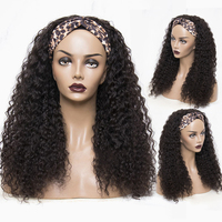 Perruque Afro Kinky Curly Mi-Tête avec Bandeau en Cheveux Vierge 100 % Humains Véritables pour Filles, Coiffure Courte pour Femmes Afro