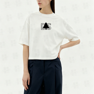 เสื้อยืดออกกำลังกายทรงหลวมปักลาย 3 มิติคุณภาพสูง ผ้าฝ้ายหนา 100% เสื้อครอปผู้หญิงสไตล์คลาสสิก - Product Image 3