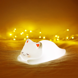 Nursery Cute Led Baby Touch Silicona Niño gato Decoración creativa Luz nocturna Mesita de noche Mesa recargable Led Luz de noche de silicona - Product Image 6